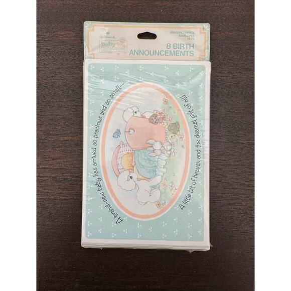VTG Hallmark Precious Moments New Baby Birth Announcements Boy Or Girl Set Of 8 - Picture 1 of 11